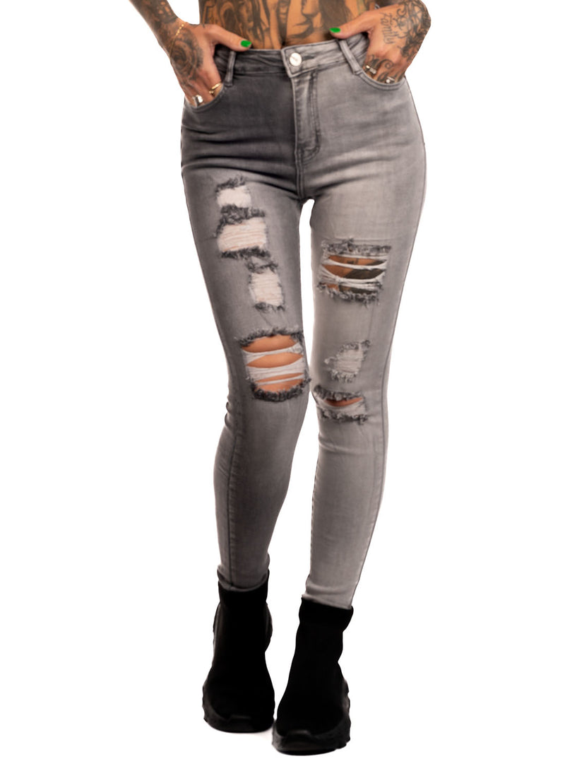 Ripped Grey Skinny Jeans