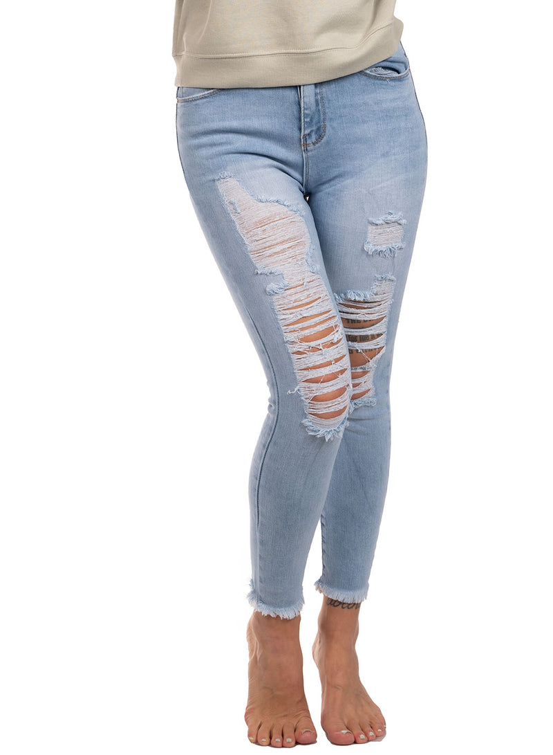 Ripped Light Blue Skinny Jeans