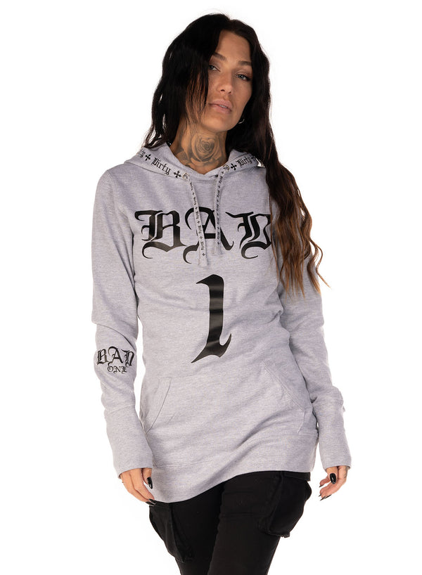 Bad 1 Long Hoodie, Grey