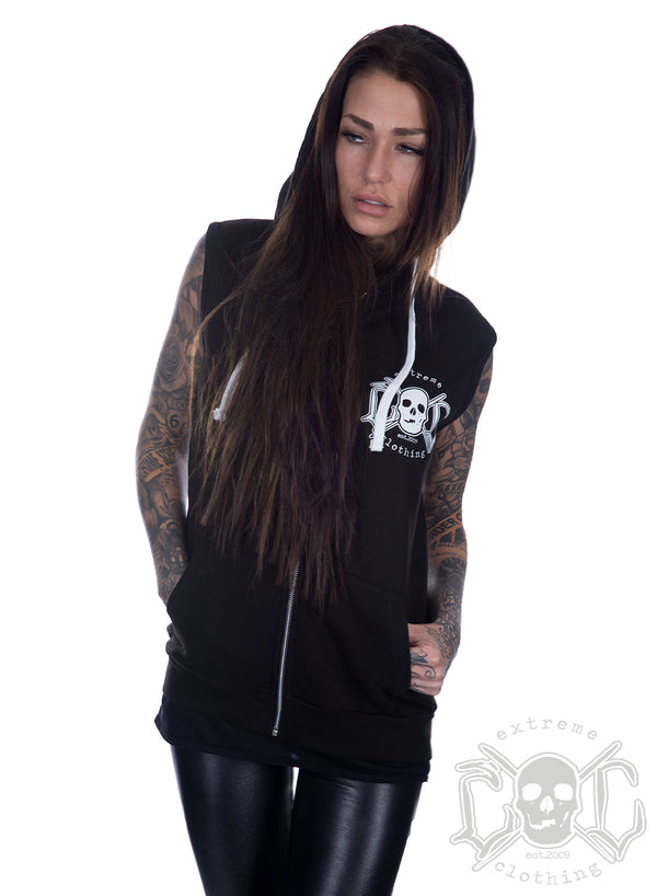 eXc - Sleeveless Skull Hoodie, Black