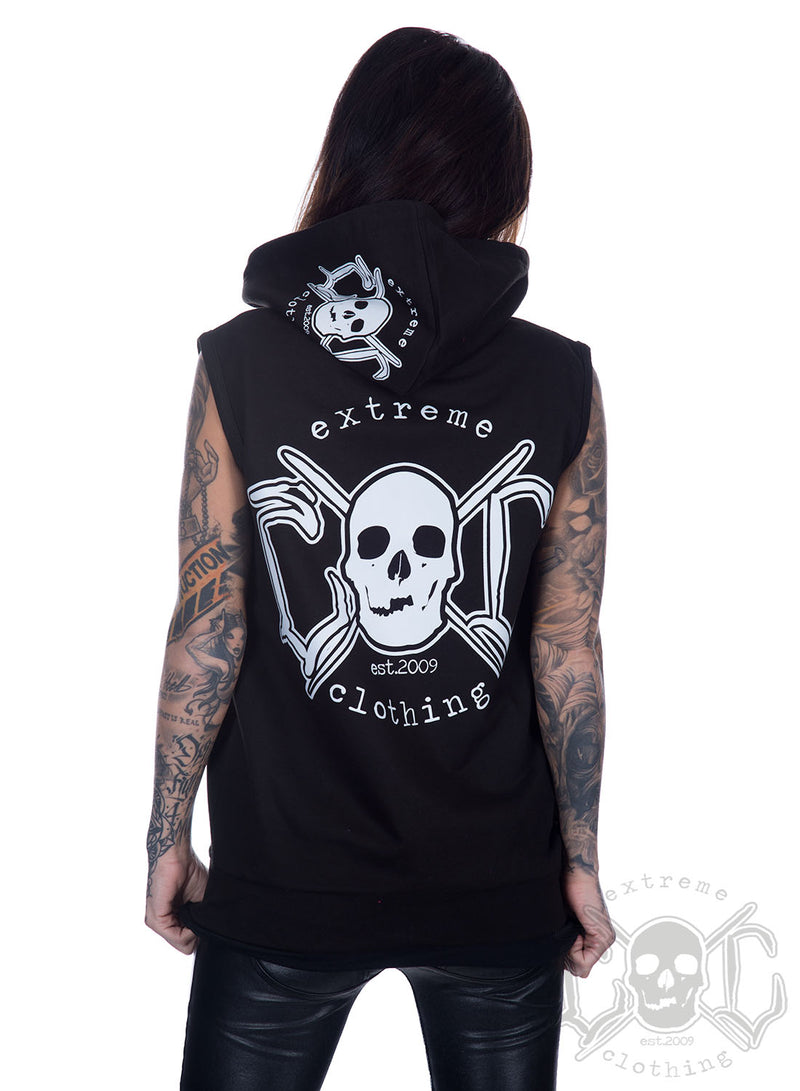 eXc - Sleeveless Skull Hoodie, Black