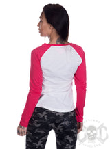 eXc - Skull Raglan, Wht/Pink