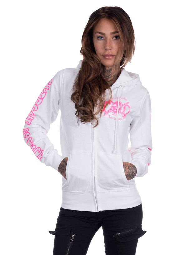 eXc - E A F Zip Logo Hoodie, White n Pink