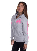 eXc - E A F Zip Logo Hoodie, Grey n Pink