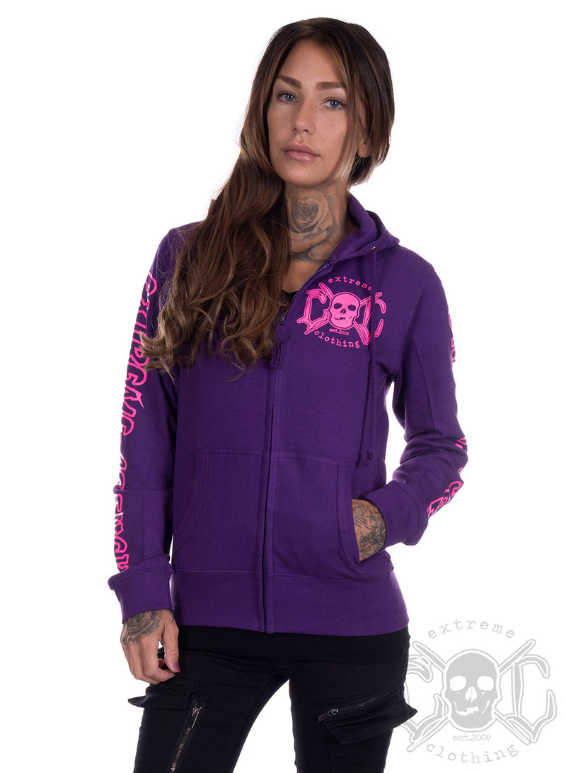 eXc - E A F Zip Logo Hoodie, Purple n Pink