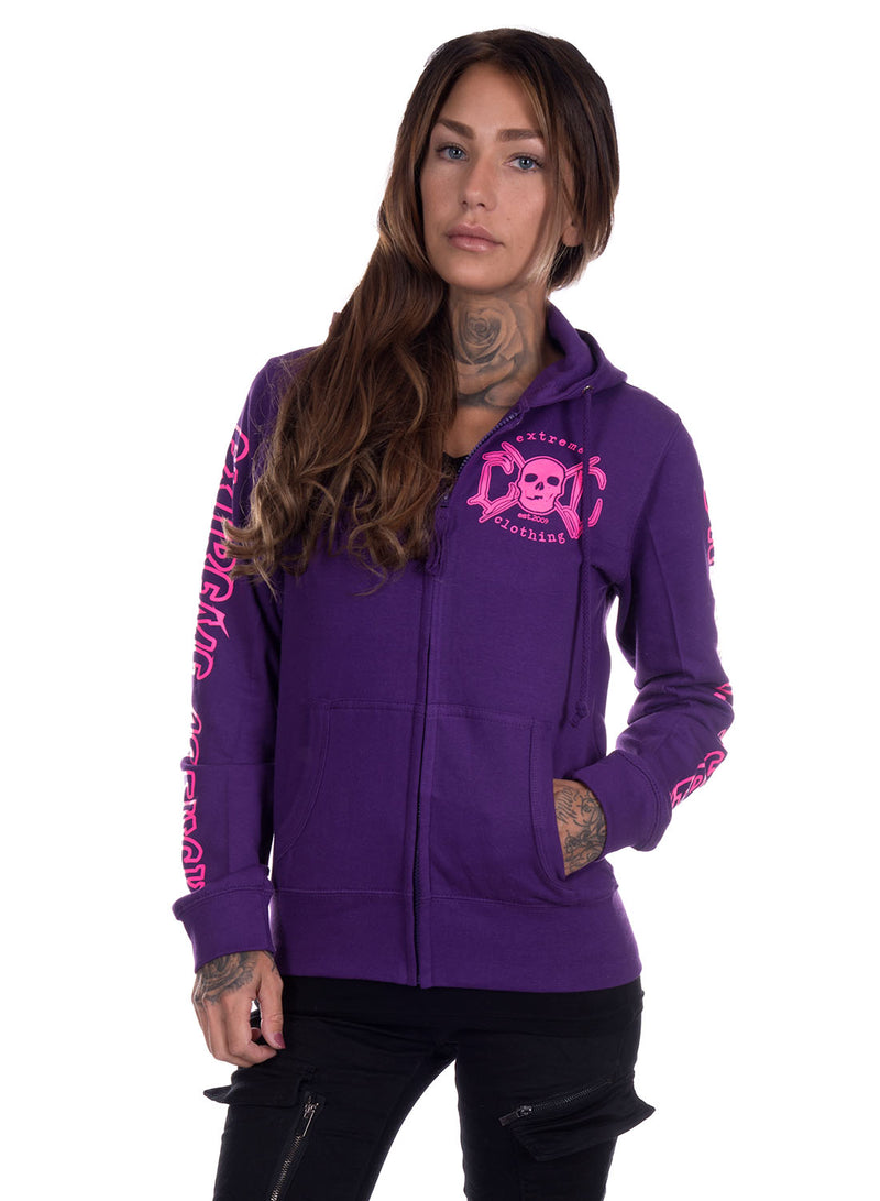 eXc - E A F Zip Logo Hoodie, Purple n Pink