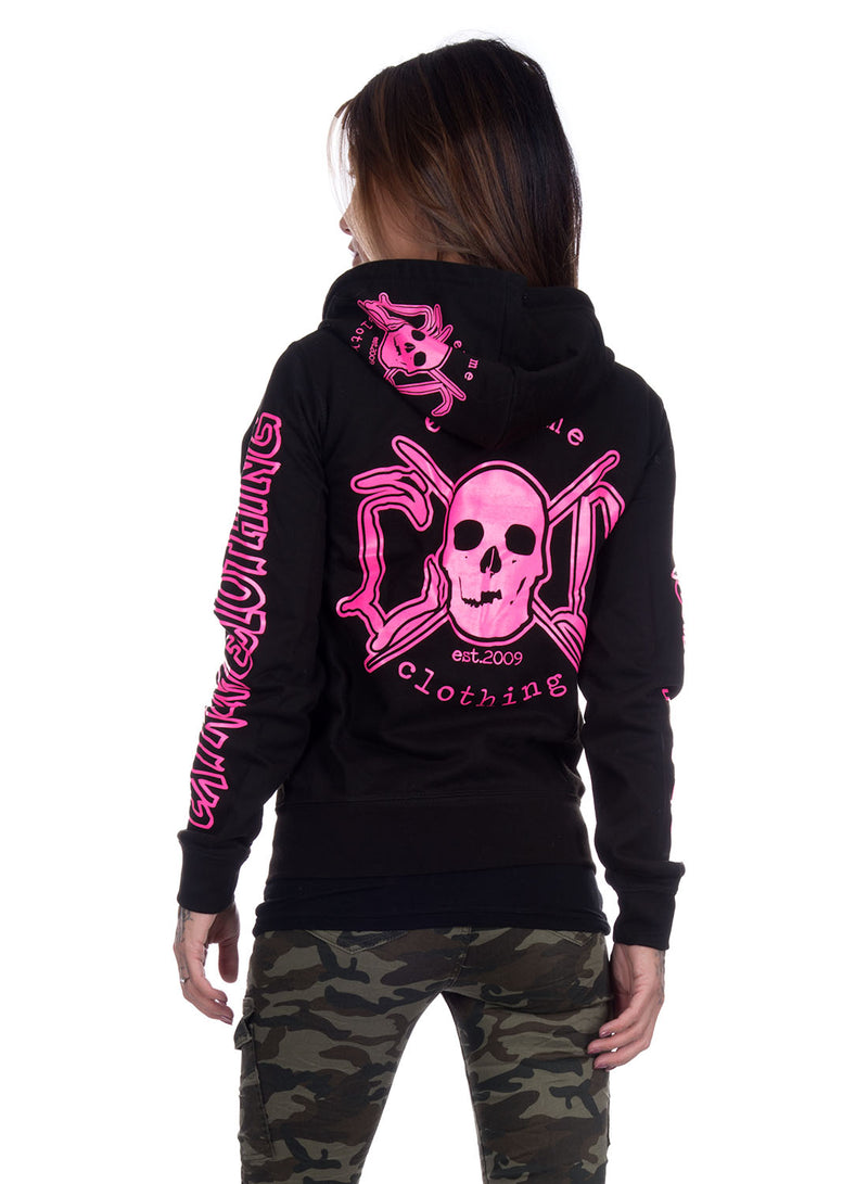 eXc - E A F Zip Logo Hoodie, Black n Pink