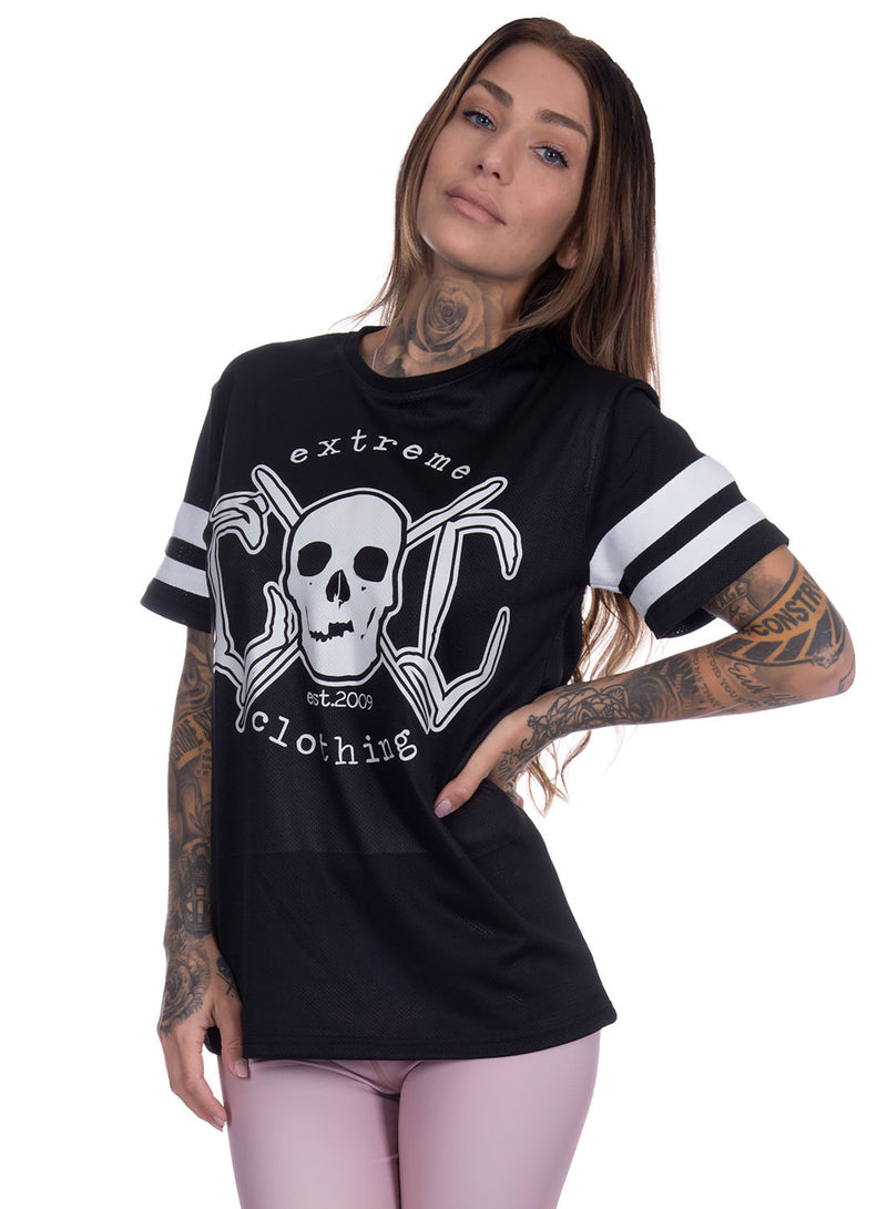 eXc - Black N White Stripped Skull Mesh Tee