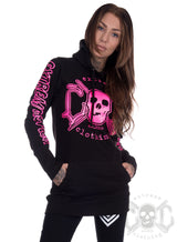 eXc - E A F Long Hoodie Black N Pink