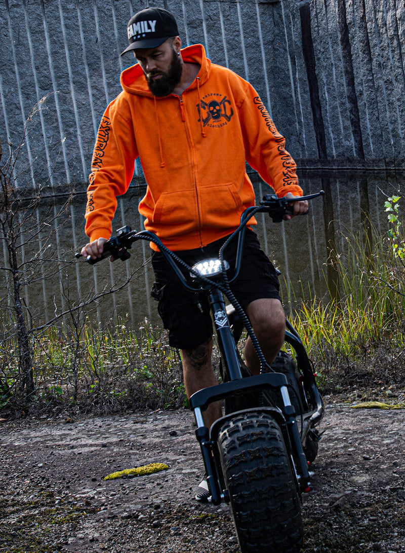 eXc E A F Men Zip Hoodie, Orange/Black