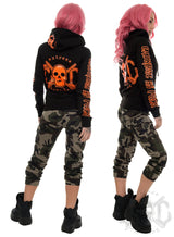 eXc - E A F Girls  Zip Logo Hoodie, Black n Orange