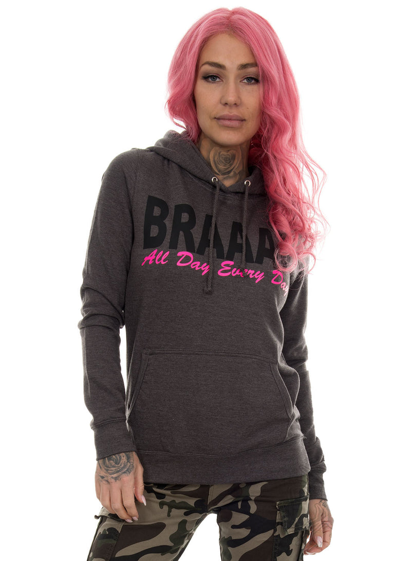 eXc - Braaap All Day Every Day Hoodie, Grey, Black N Pink