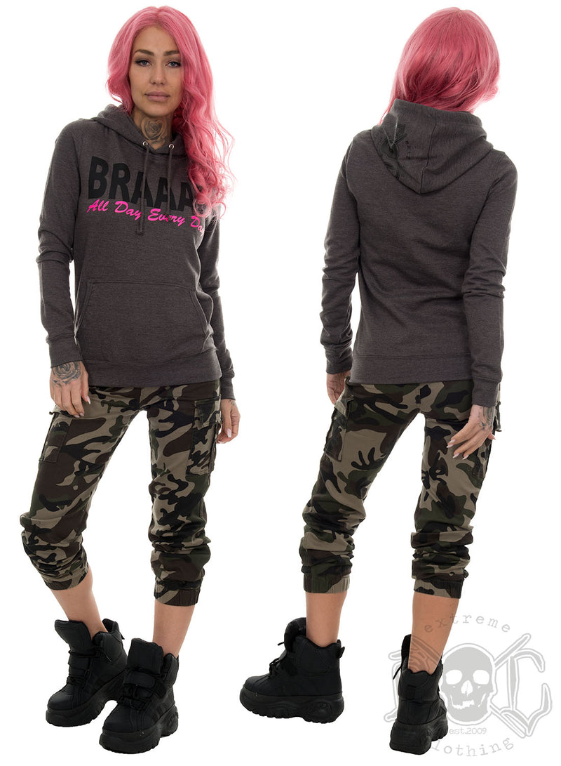 eXc - Braaap All Day Every Day Hoodie, Grey, Black N Pink