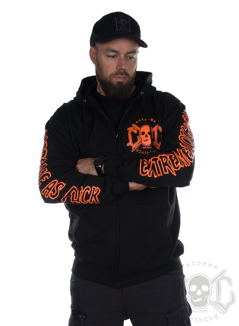 eXc E A F Herr Zip Hoodie Black N Orange