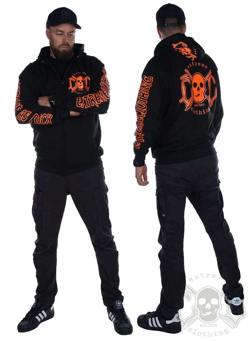 eXc E A F Herr Zip Hoodie Black N Orange