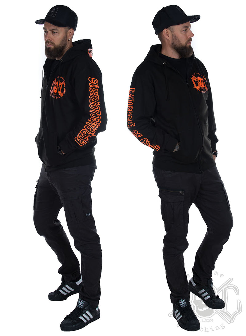eXc E A F Herr Zip Hoodie Black N Orange