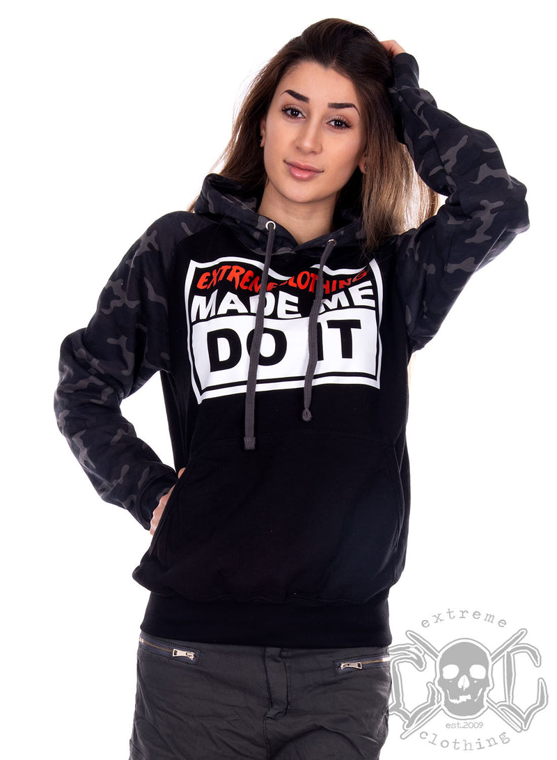 eXc - Made me Do It Black N Camo Hoodie, Unisex