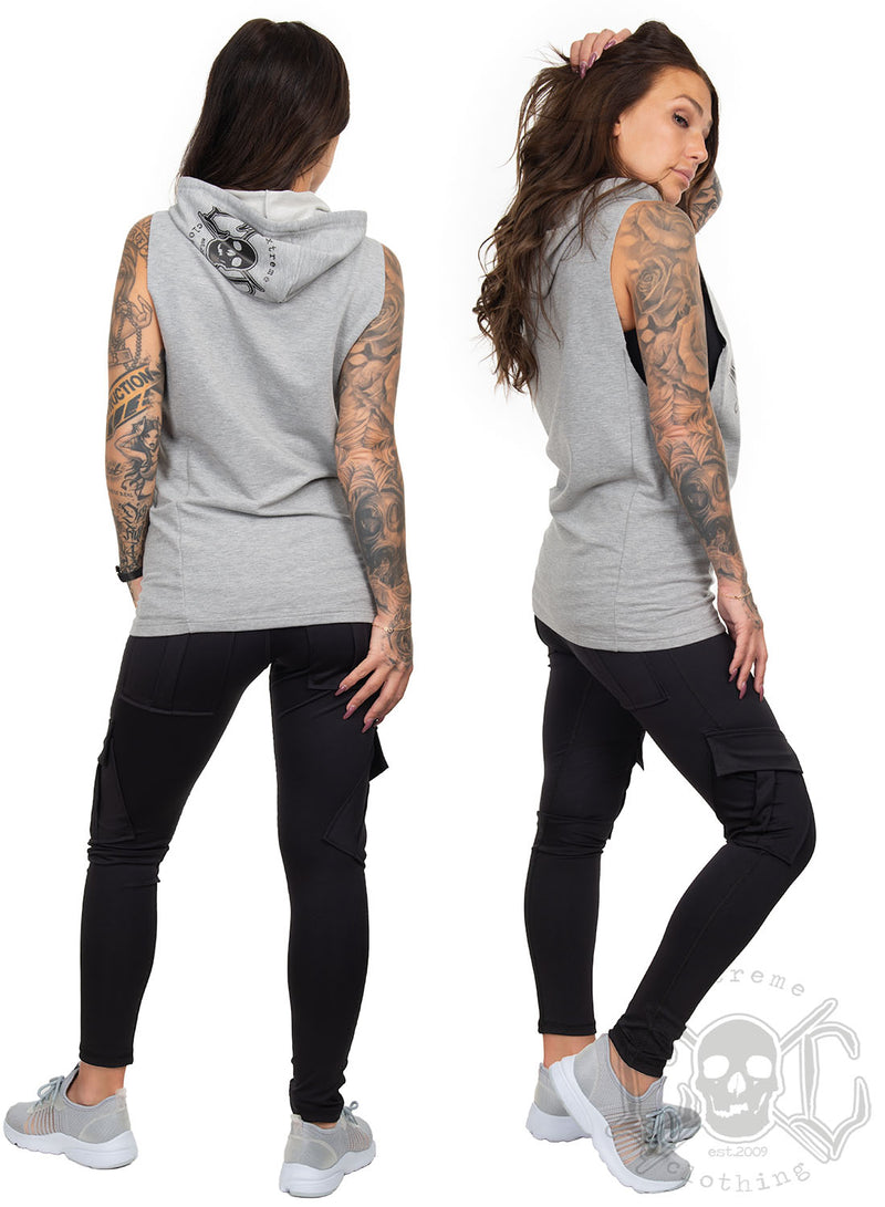 eXc - Sleeveless Unisex Muscle Hoodie, Grey n Black