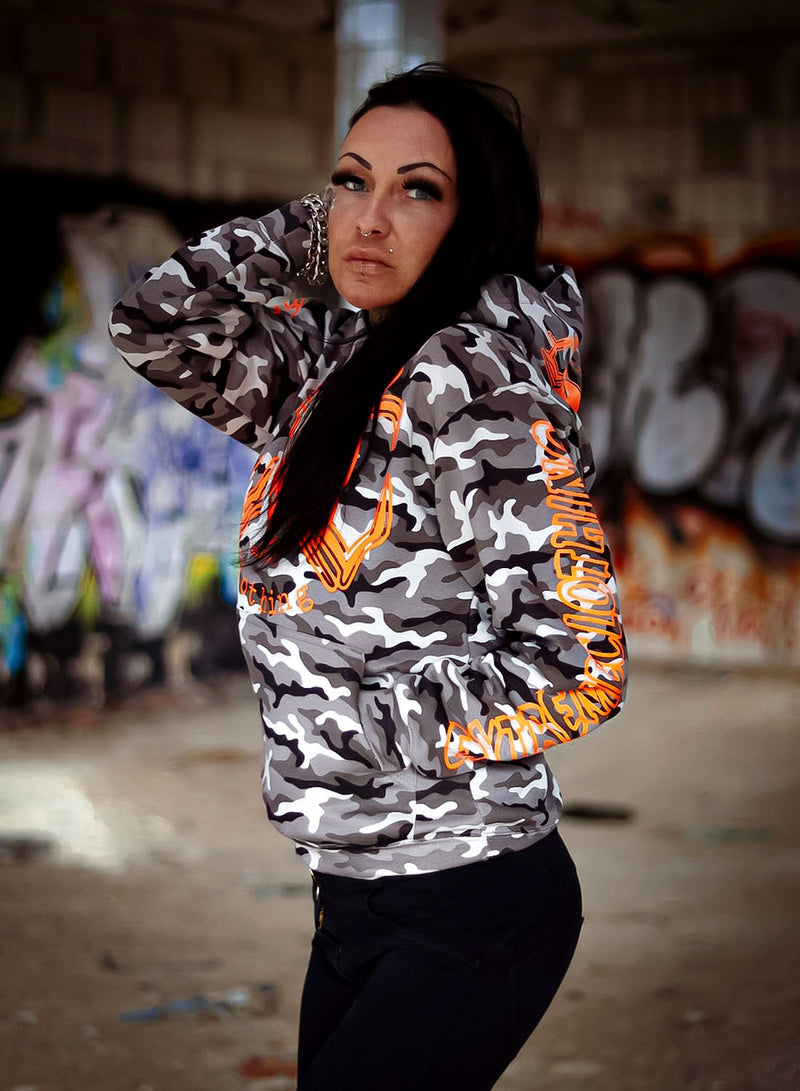 eXc - E A F Unisex SnowCamo Hoodie, Orange