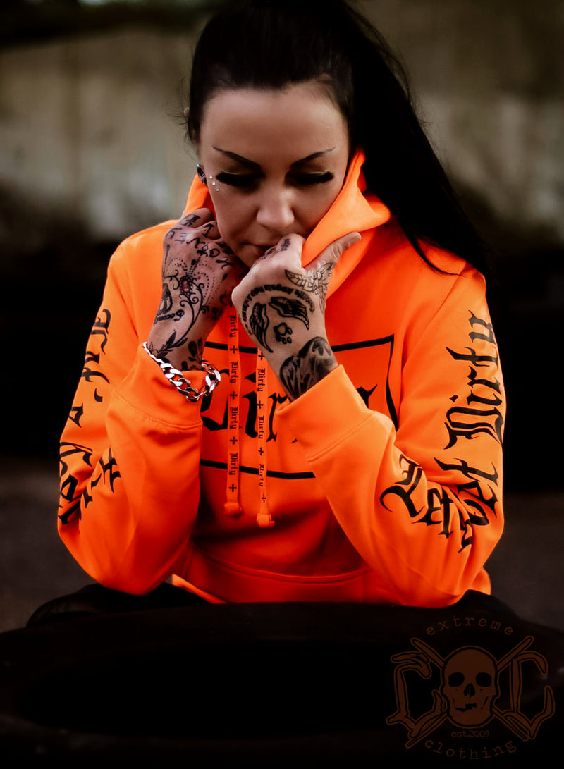 Dirty Unisex Hoodie, Neon Orange