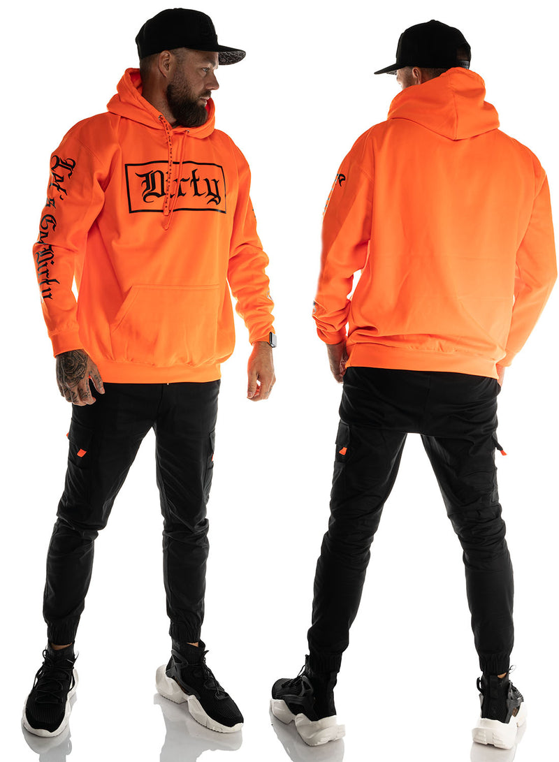 Dirty Unisex Hoodie, Neon Orange