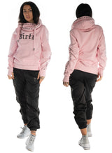 Cross Neck Hoodie, Pink