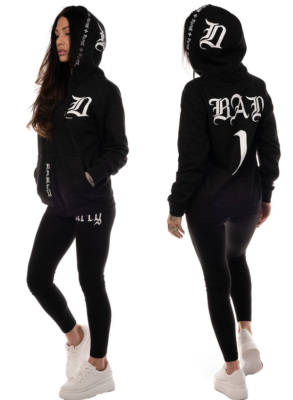 Bad 1 BF Zip Hoodie, Black N White