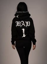 Bad 1 BF Zip Hoodie, Black N White