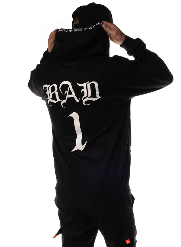 Bad 1 Men Zip Hoodie, Black N White