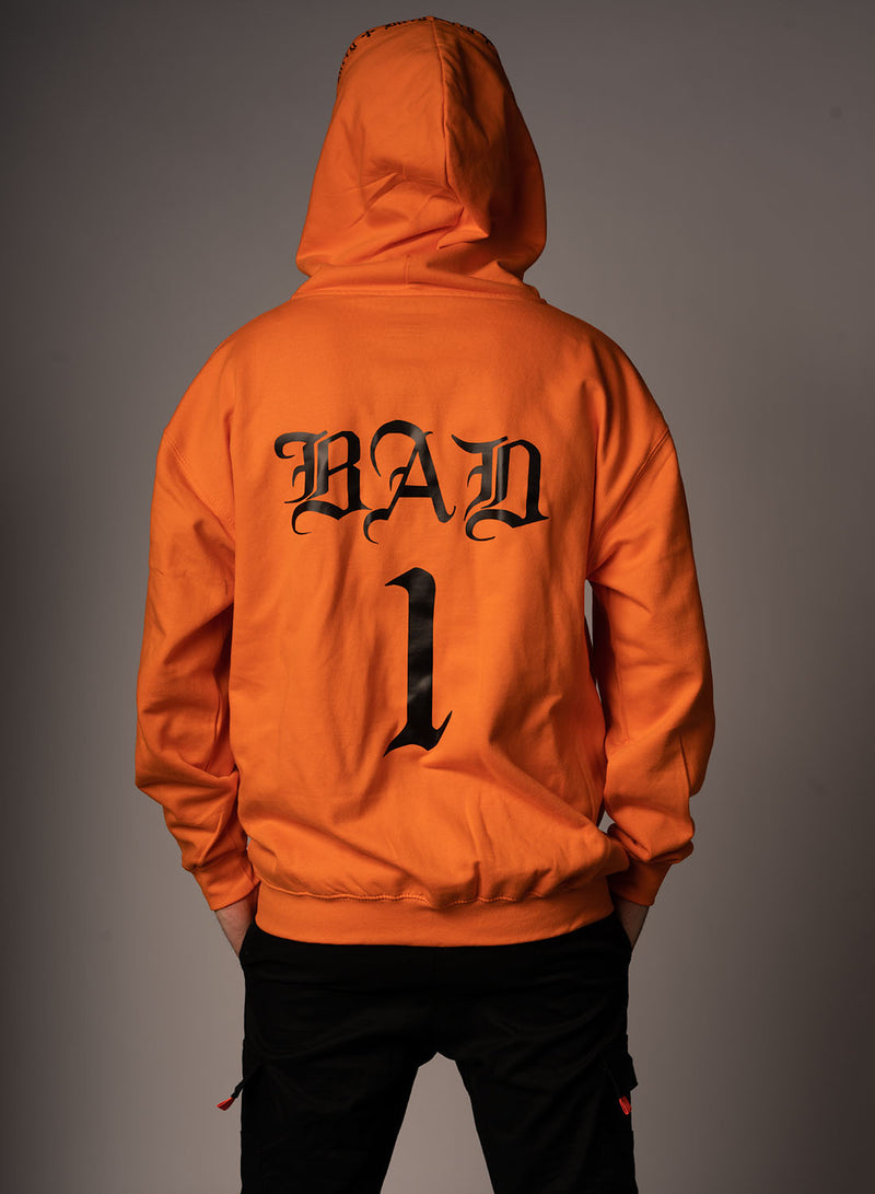 Bad 1 Men Zip Hoodie, Orange