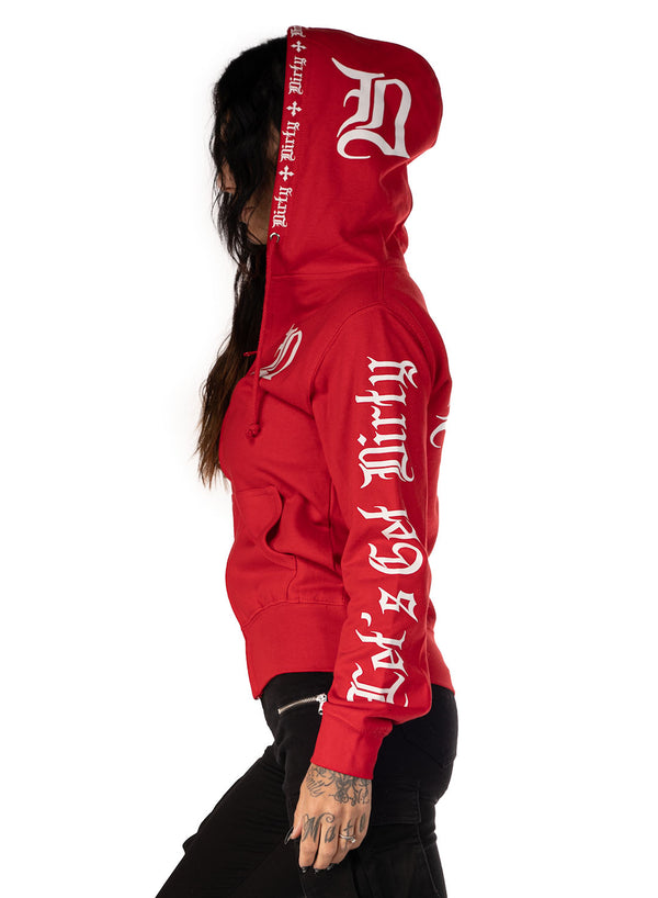 Bad 1 SlimFit Zip Hoodie, Red N White