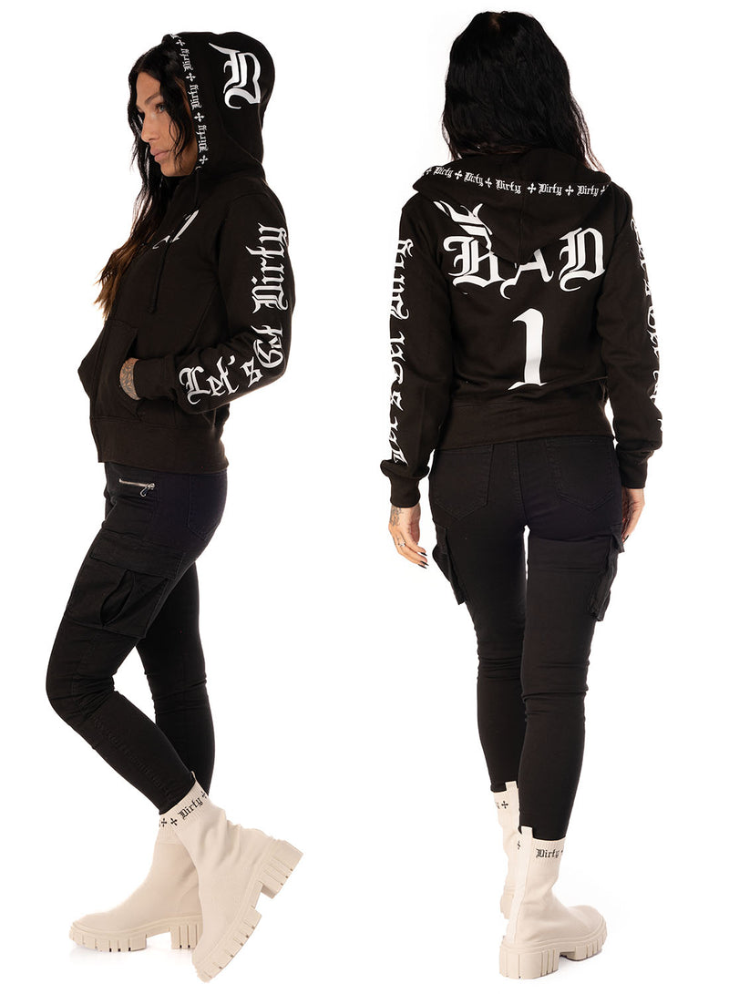 Bad 1 SlimFit Zip Hoodie, Black N White